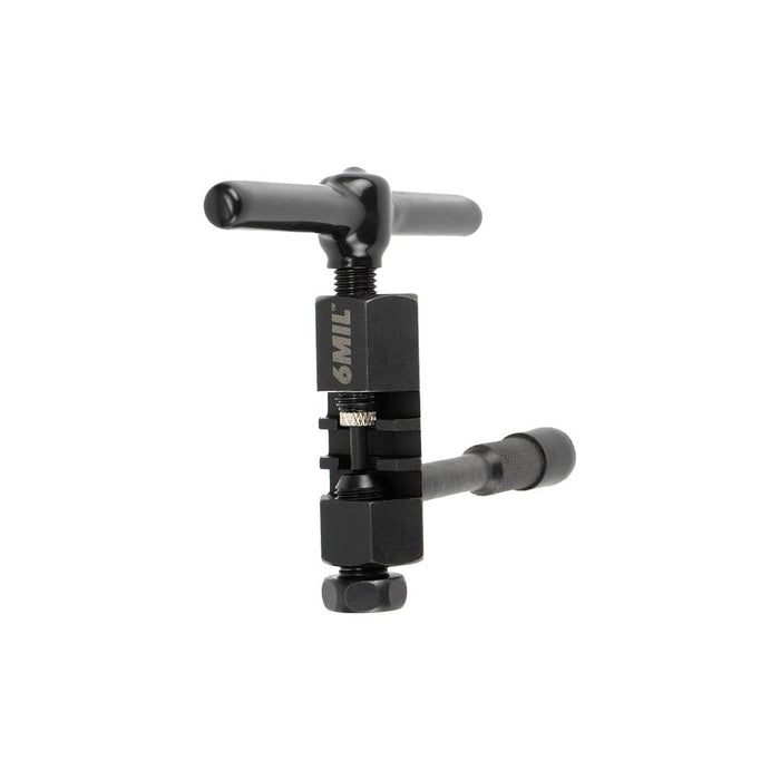 The 6MIL CB-01 Chain Breaker is a durable, reliable black metal tool with a T-shaped handle, designed for BMX chains and shown isolated on a white background.