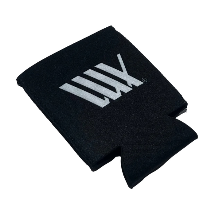 The LUXBMX Stubby Cooler / Fast As F-LUX is a black drink insulator featuring a white tally mark logo on the front, displayed on a white background. It keeps your beverage cold and your hands dry in style.