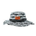 The Backbone AO Boonie is a black bucket hat featuring white graffiti-style "BACKVINE" lettering and an orange rectangular front patch—ideal for Backbone BMX fans who want standout style.