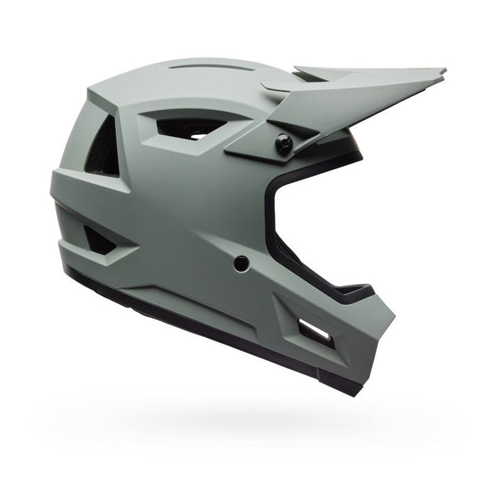 Bell Sanction 2 Dark Grey helmet with angular vents and a visor, shown in side profile against a white background—perfect as an entry-level mountain bike helmet.