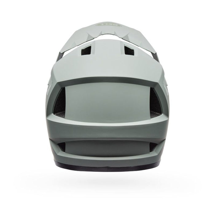 The Bell Sanction 2 Dark Grey helmet, shown from the front, features wide air vents and a sleek, angular design—making it an ideal entry-level choice for riders seeking both style and protection.