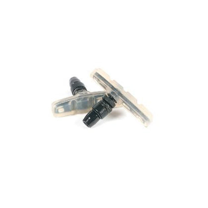 Two Bicycle Union Brake Pads—one black and one translucent—are placed on a white background.