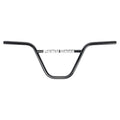 Bicycle Union Motorcade Bars (22.2mm Clamp) are black BMX handlebars featuring a distinctive upward and outward bend and a classic 2-piece design, displayed against a white background.
