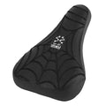The Bone Deth Spider Pivotal Seat / Mid is a black BMX seat with mid-level padding, a stitched spiderweb pattern, and a small white logo showing a spider and text.