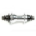 An image of the BSD Back Street Pro Female Cassette Hub with a black and silver rim, suitable for street tough rides.