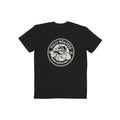 The BSD Fully Roasted T-Shirt is a black tee with a circular "FULLY ROASTED" logo and a cartoon character with a coffee cup, ideal for double shot coffee lovers.