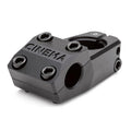 Cinema Analog Low Top Load Stem (22.2mm Clamp) in black, CNC machined with “CINEMA” engraved on the front, featuring a low top load design and a four-bolt front plate for secure handlebar attachment.