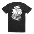The Colony Endeavour T-Shirt is a black tee with a white sailing ship and "Colony" on the sail printed on the back—ideal for fans of Colony BMX shirts and Australian BMX brand style.
