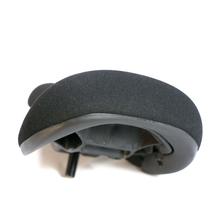 The Colony Sigil Pivotal Seat (Sean Gardner Signature) is a black, foam-covered bicycle seat, shown angled to display its underside and pivotal mounting hardware.