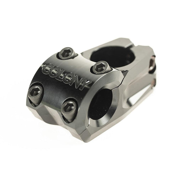 A Colony Variant 35mm Stem (22.2mm Clamp) with a metallic finish, featuring four hex bolts and “Colony” engraved on the front, photographed against a white background.