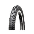 A single CST Trail C712 14 Inch Tyre with chunky tread and a silver rim stands upright against a white background, ideal as a versatile tyre for both road and dirt surfaces.
