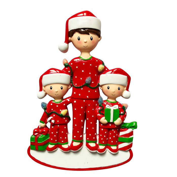 Single Dad with 2 Children Ornament For Christmas Tree