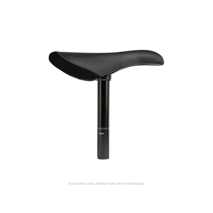 The Eclat Combo V2 Seat, shown in black with an attached seatpost and displayed in profile against a white background.