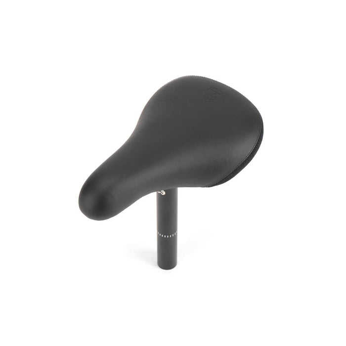 The Eclat Combo V2 Seat, a lightweight black seat with an attached seat post, is shown isolated on a white background.