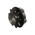 Close-up of an Eclat Shift TA (Thru Axle) Hub Driver, showing metal freewheel cog teeth and internal bearings, designed for use with the Shift TA hub, isolated on a white background.