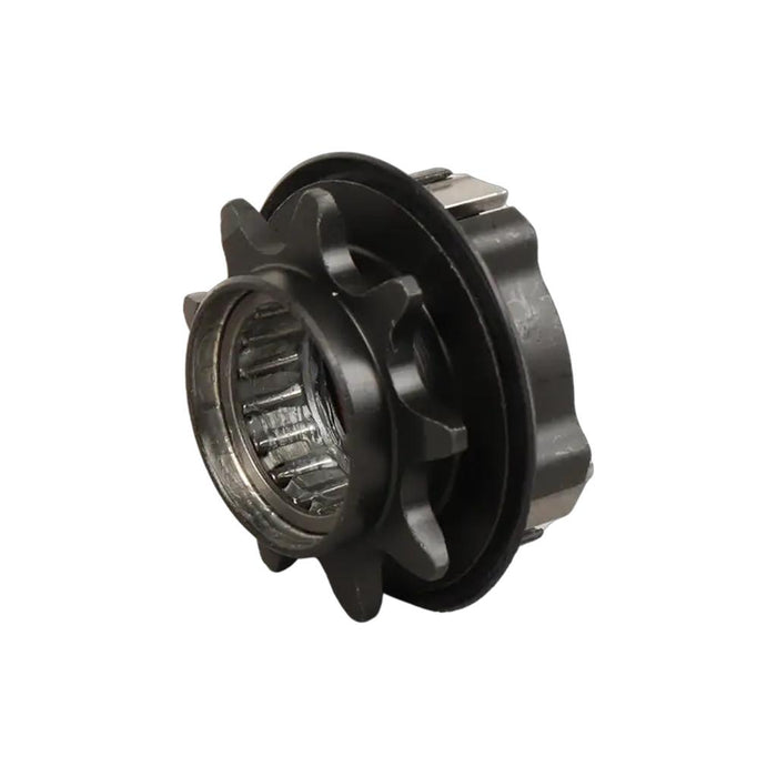 Close-up of an Eclat Shift TA (Thru Axle) Hub Driver, showing metal freewheel cog teeth and internal bearings, designed for use with the Shift TA hub, isolated on a white background.