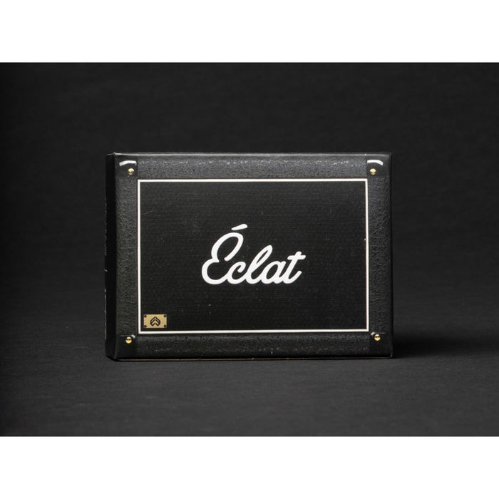 A rectangular black box with “Éclat” in white script on the front, set against a plain black background, contains the Eclat Solo SV Inner Tube (Each)—a 20″ bike tube with a Schrader valve, ideal as an Eclat inner tube replacement.