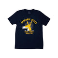 The Fairdale Simple Monty T-Shirt is a navy blue tee featuring a cartoon dog head and "FAIRDALE BIKES" with the slogan "Keepin' It Simple Keeps It Fun Since 2010" in yellow and white—an ideal pick for sharing good vibes.