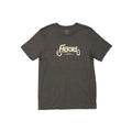 The Fairdale Wheels T-Shirt is a dark gray, short-sleeve tee with "Fatsrael Bikes" and a stylized bike graphic in white on the front, part of Fairdale’s slick tees collection.