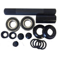 The Fit Bike Co 48 Spline Mid BB Set includes a spindle, bearings, spacers, washers, and bolts—perfect for assembling three-piece cranks or replacing bottom bracket parts—all neatly arranged on a plain background.