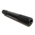 The Fit Bike Co Crank Spindle is a black metal 48-spline replacement with textured ends and one hollow side, designed for three-piece cranks. Shown on a white background.