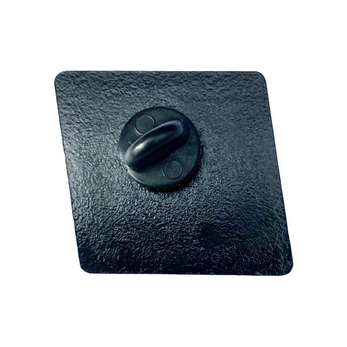 A close-up of the Fit Bike Co Key Enamel Pin in black with a butterfly clutch back, set on a white background—a stylish metal accessory ideal for any Fit Bike Co fan.
