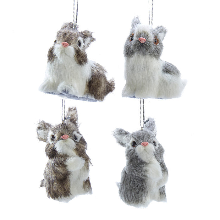 Fuzzy Bunny 4 Assorted Ornament for Christmas Tree