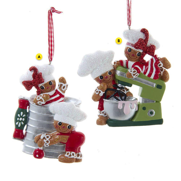 Gingerbread Baker Christmas Tree Ornament, 2 assorted, A. Sifter B. Mixer