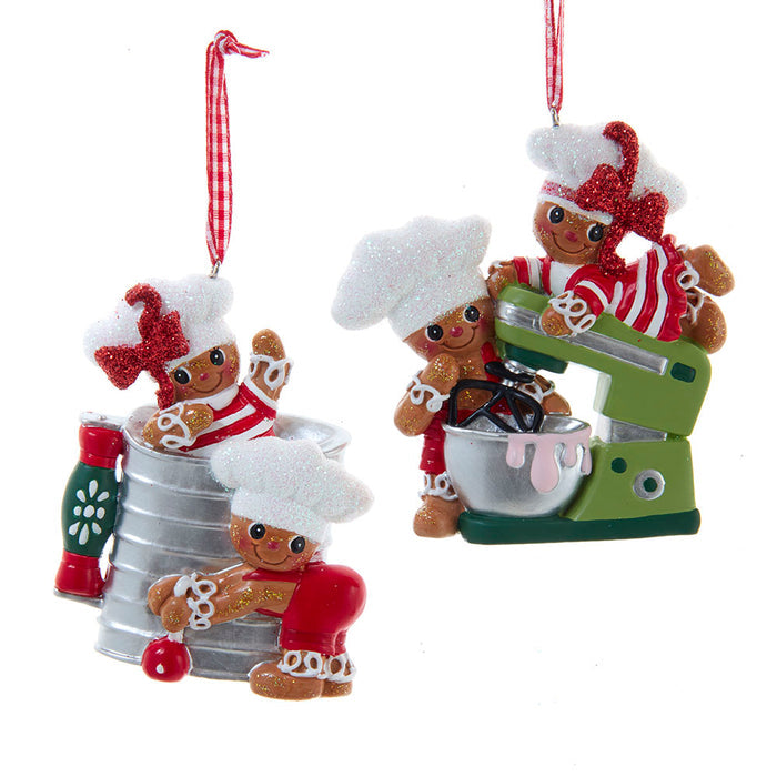 Gingerbread Baker Christmas Tree Ornament, 2 assorted, A. Sifter B. Mixer