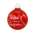 Love to a Special Godfather red glass bulb ornament