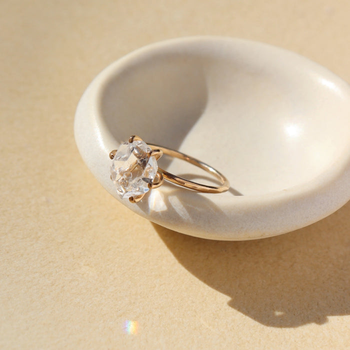 Herkimer Diamond Solitaire Ring