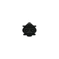 HT Components X1 F cleat in black metal for mountain bike clipless pedals, featuring two screw holes, 8° lateral float, and compatibility with HT X-Series systems, shown from a top view against a plain white background.