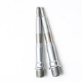 A pair of HT Components X3 Spindles, metallic and cylindrical with threaded ends—perfect replacements for HT X3 pedals—are displayed side by side on a white surface.