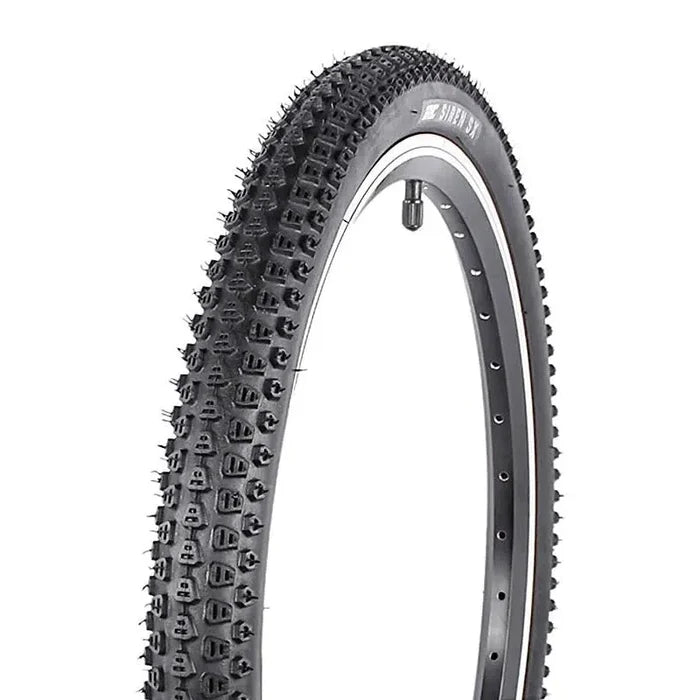 The IRC Siren SX 20 Inch Tyre features spikes for exceptional grip on icy roads and challenging terrain—ideal for riders seeking top performance and reliability from their bike tyres.