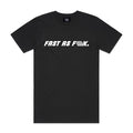 The LUXBMX FAF Tee Black is a classic-fit cotton crewneck featuring bold white "FAST AS F•••K" text, with the third word creatively stylized using three diagonal lines. Finished with the signature LUX flag logo, this tee offers standout style and comfortable everyday wear.