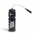 The LUXBMX Race Straw Water Bottle 750ml features a contoured grip, screw-on lid, and flexible straw. Made from BPA-free plastic, this black bottle keeps you hydrated during intense rides.