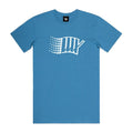 A breathable LUXBMX Y2K Tee - Royal Blue summer t-shirt with a white logo on it.