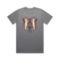 The Mahd Wesley Tee features an abstract design with two nude figures, red and black butterfly wings in traditional tattoo style, decorative red patterns, and "Mahd" printed below. Inspired by Cape Town artistry.