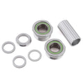 The MCS Euro BB Set includes two threaded cups with sealed cartridge bearings, three washers, a spacer, and a silver installation tool, all shown neatly arranged on a white background.