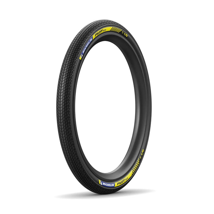 A single Michelin Pilot SX Racing Folding TLR Tyre stands upright on a white background, displaying its tread pattern and the Michelin-branded sidewall.