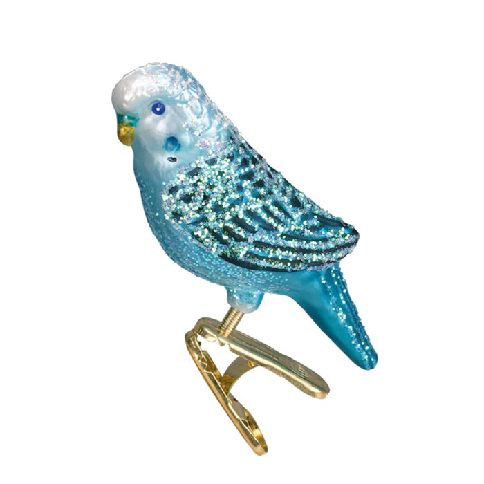 Miniature Clip-on Blue Parakeet Ornament