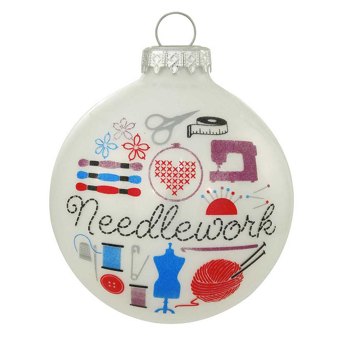 Needlework Glass Bulb Ornament
