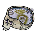 The Nothings Wrong Drain Brain Patch features a skull with a swimming pool inside, "Nothing’s Wrong" graffiti on the wall, and a diving board—a unique iron-on patch for that Brain Drain vibe.