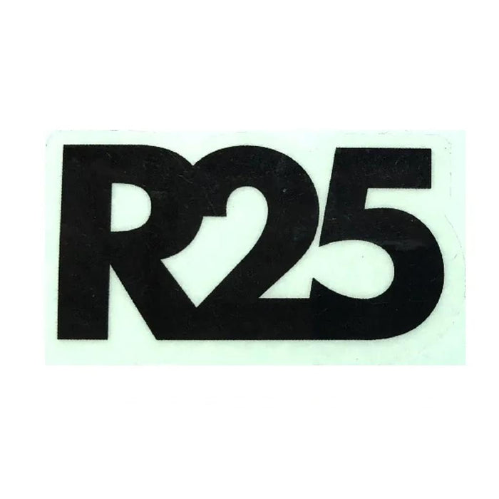 Black text "R25" in bold, with the "R" and "2" connected, on a white background—an ideal replacement Odyssey R25 Fork Decal.