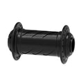 Featuring a smooth, matte black cylindrical body with flanges on both ends and multiple spoke holes, the Onyx BMX XL 100/20mm Grooved Front Hub is proudly made in the USA.