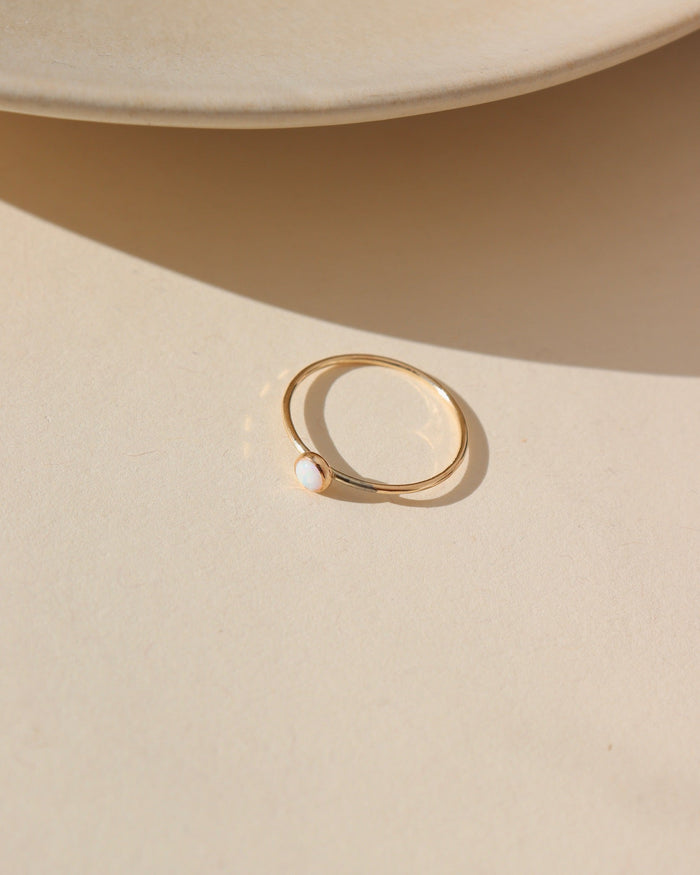 14k gold fill bezel band with 4mm opal stone