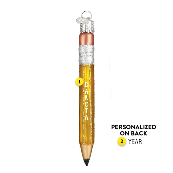 personalized yellow pencil ornament