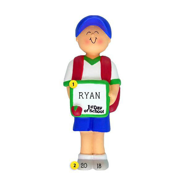 1st Day of School Boy Christmas Ornament Personalized