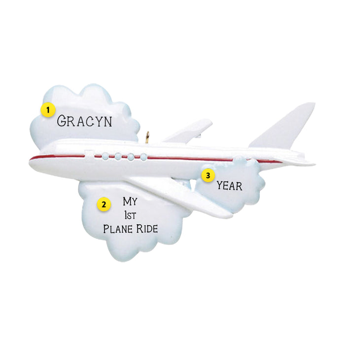 Plane flying in the clouds Personalized Christmas Ornament