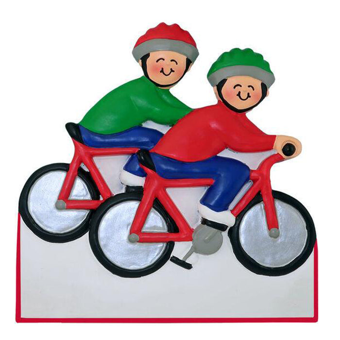 Couple Bike Riding Ornament can be personalized